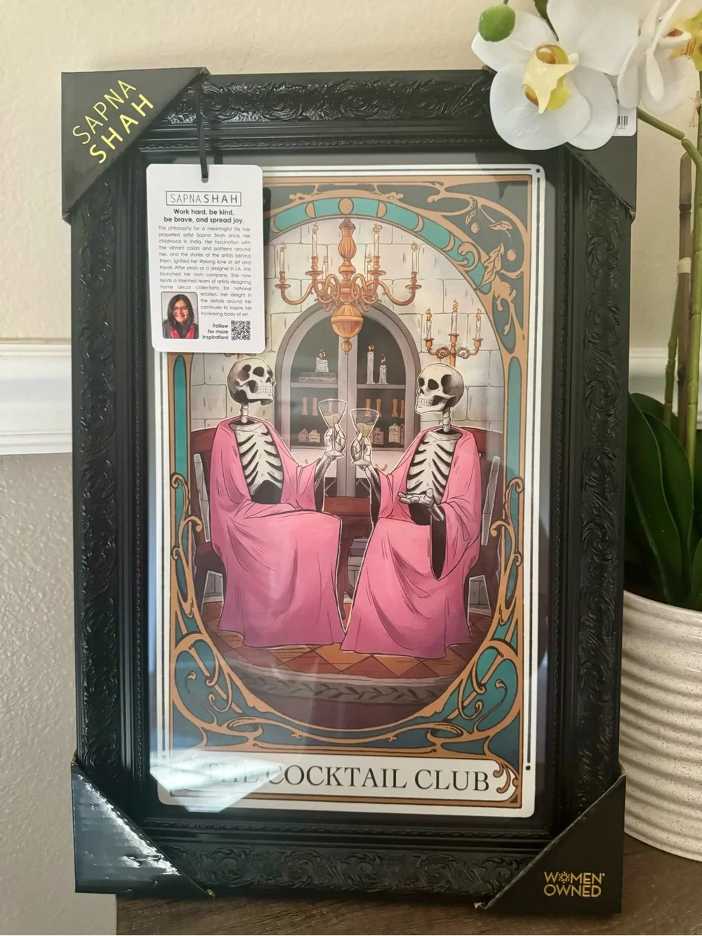 Sapna Shah The Cocktail Club Skeletons Wall Art Decor 18x12
